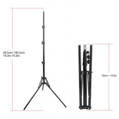 190cm Folding Light Stand Tripod with 1/4 Screw Head For Photostudio Ring Light Softbox