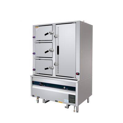 Horno de vapor a gas de acero inoxidable de 4 puertas de 1200x900x1900mm con conexiones DN25