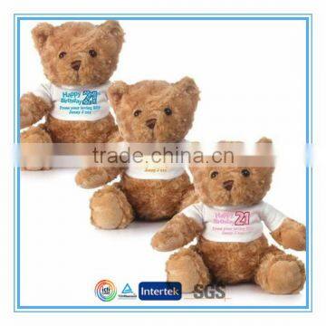 CE ASTM cute teddy bear with white t-shirt and custom logo