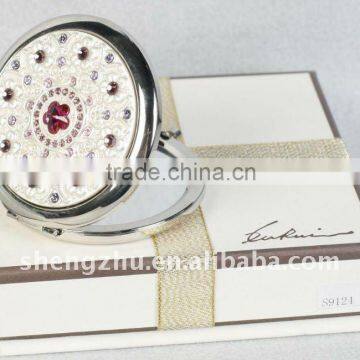 custom design metal jewel cosmetic compact makeup mirror