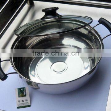 bakelite handle stainless steel hot pot with glass lid