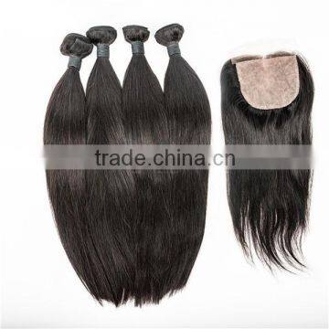 Tangle Free, Full Cuticle 2 Years Use Time Cheap Mongolian Straight Hair Weave With Silk Top Closure photo-3