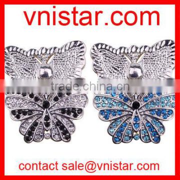 vnistar crystal butterfly shape 18mm metal snap button NC645, fit leather bracelets