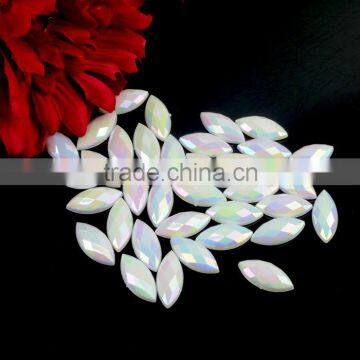 Wholesale White Opal Horse Eye Flat Back Sew-on Acrylic Stone, Sew-on Rhinestones Strip, Sew on Patch for Dreassing photo-2