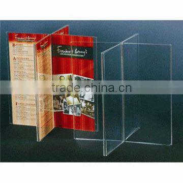 8 sides/4 pages free standing tabletop acrylic menu stand rack brochure/leaflet/poster display holder