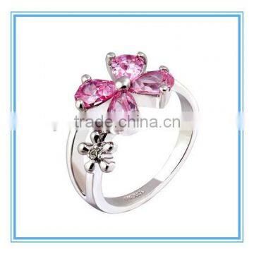 Lucky Clover Stainless Steel Graceful Crystal Ring