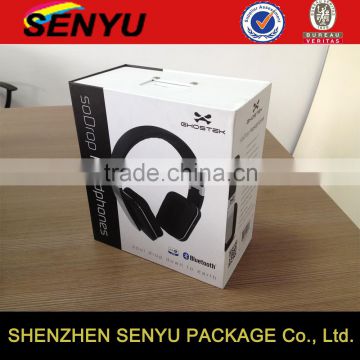 custom headphone carboard packaging paper box wtih hidden magnetic snap