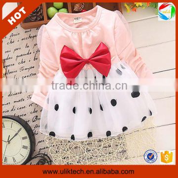 Cheap shenzhen factory wholesale long sleeve casual little girl dresses (Ulik-A0384)