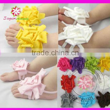 Baby Sandals/Barefoot Sandals/Barefoot Sandal Felt Flower/Baby shoes flowers