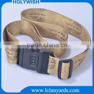 Heat Transfer Printed Fashion Travel Luggage Strap With Digital Lock