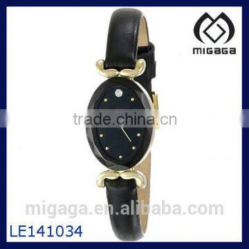 Fashion quartz movement oval case thin band watch