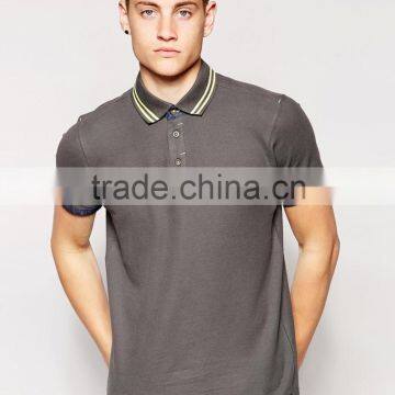 Blank Polo Men Shirt Polo High Quality Stiff Stripe Collar Grey Cotton Polo Shirts