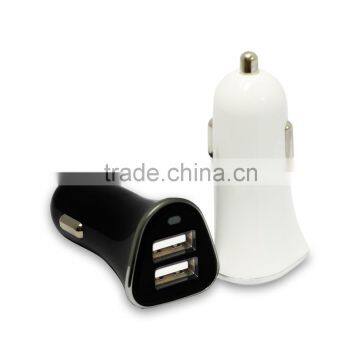 Black White 2 Port USB 5V 4.8A 3.4A 2.4A Dual Car Charger Adapter With Good Quality photo-3