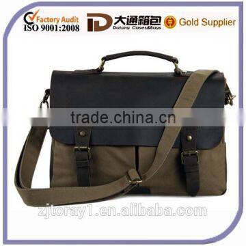 Canvas Briefcase And Leather Messenger Travel Shoulder Bag Fit for Men