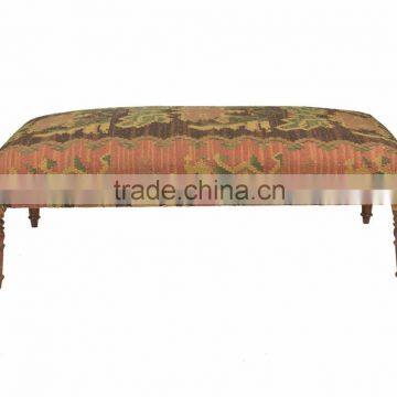 Natural Fibres Multicolor Kilim Upholstered wooden Bench