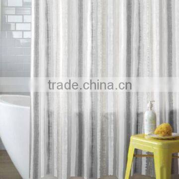 shower curtain gray stripe printed, hot sale classic bathroom waterproof curtain