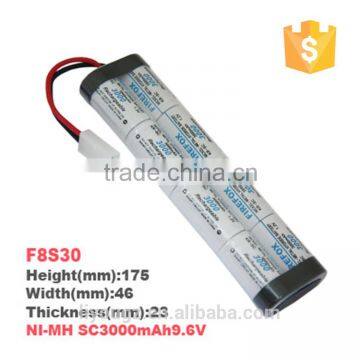 2016 Hight Quality Lipo Battery Ni-MH SC 3000mAh 9.6V Custom Printed Battery(F8S30)