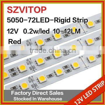 SV Dc 12V LED STRIP Super Bright 5050 72LEDs Rigid Strip RED Imported chip Light Non-waterproof 12mm Width PCB 12W