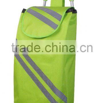 Foldable shopping trolley bag with reflective strips