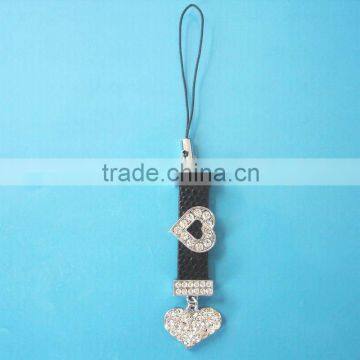 fashion zinc alloy rhinestone custome cell phone charms