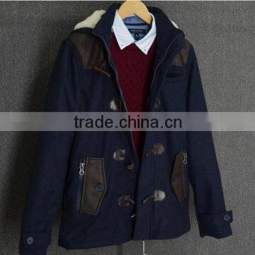 2015 casual men's thicken hooded lambs cotton-padded jacket