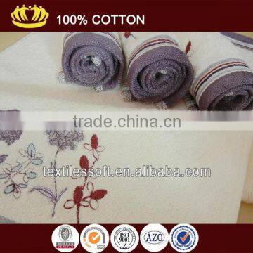 100%cotton luxury embroidery flower border velvet towel