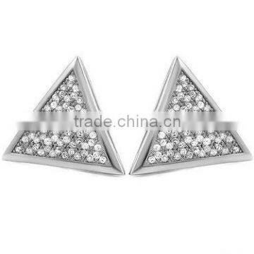 Sterling Silver triangle Micro Pave Cz fashion Earrings