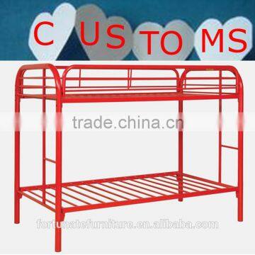 red color children bunk bed with slide