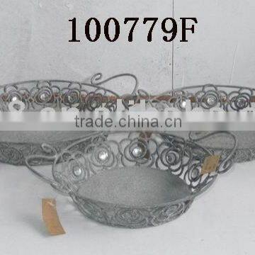 100779F-S/3 Round Metal Rose Basket photo-1