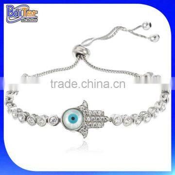 High Quality Jewelry 925 Sterling Silver Hamsa Evil Eye Bracelet Wholesale                        
                                                Quality Choice