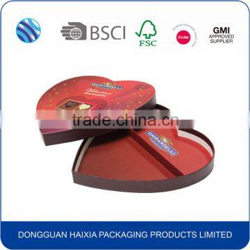 2016 New design fancy empty heart shape chocolate paper packaging box