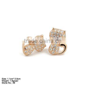 GZA2-019 AAA Cubic Zirconia Earring Made of 925 Sterling Silver Cute Little Cat Earring Stud photo-2