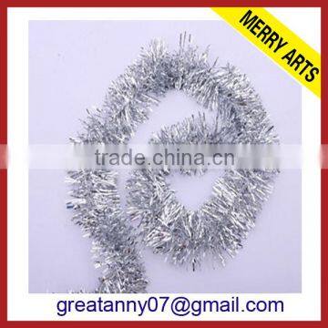 Hot sale 2015 wholesale silver christmas tinsel garland for outdoor decoration color customed