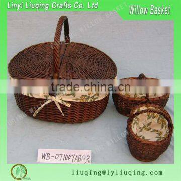 2016 new garden Wicker Wine Picnic Basket for red wine with cover