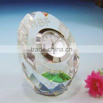 Glass Desk Crystal Glass Clock for Crystal Home Decoration