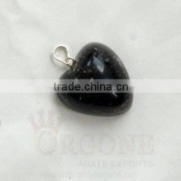 Black Tourmaline Orgone Heart Pendant | Orgone Pendant | Puffy Heart Pendant | Black Stone Pendant | Orgonite Pendant | Heart