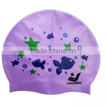 cute cartoon silicone swiming cap for kid funny swimming cap