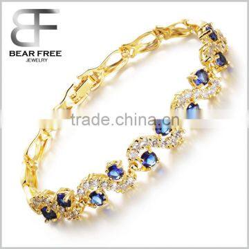 Fine Plated Golden Waves Sapphire Bracelet Diamond-Cut Accent Tennis Bracelet