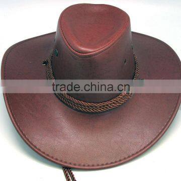 Light Brown Leather Cowboy Hat Men Women Western Style Hat