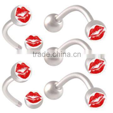 Sexy Lip Curved Barbell Logo Tragus Ear Ring Eyebrow Ring