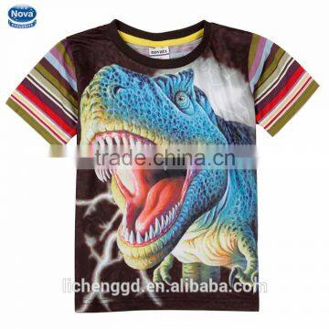 (C5040)NOVA latest design clothing 2015 popular baby boy with cool 3Dprinted vivid dinosaur pattern summer short sleeve t shirt