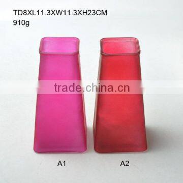 Quadrangular And910GElegant Red Glass Vase Wholesale