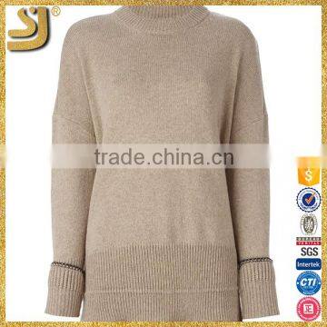 2016 fashion knitted women brown sweater