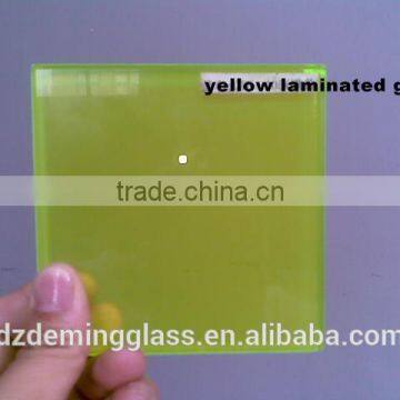 high quality2mm,3mm,4mm,5mm,6mm,8mm,10mm,12mm,19mm yellow laminated safe glass