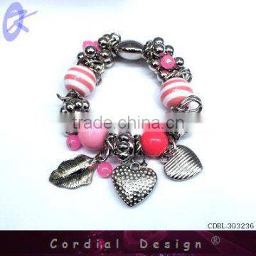 Fashion jewelry pink bubblegum bead handmade bracelet 2013