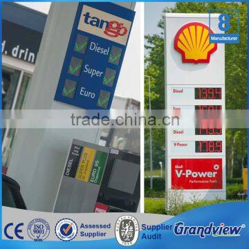 Gas station digital price display advertising large pylon sign