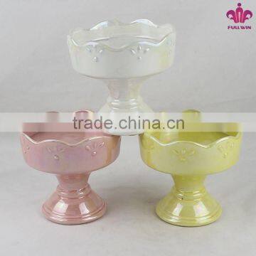 Peal-glazed Ceramic Mini-serve Footed Stand