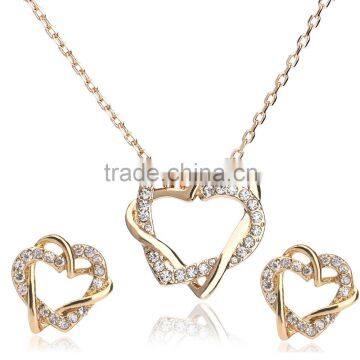 New arrival jewelry 18k gold plated rhinestone heart wedding necklace set with Austrian crystal                        
                                                                Most Popular
                                                    Suppli