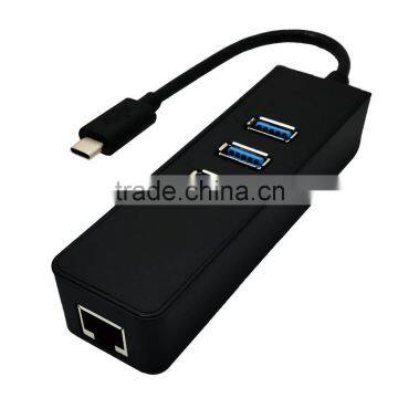 USB3.1/Type-C to USB3.0 Adapter Connector Hub 2pcs/lot 3 * USB3.0 Ports and1* lan port for Macbook Chromebook