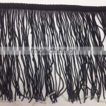 china manufacturer directly sale long chainette tassel black stretch polyester fringe